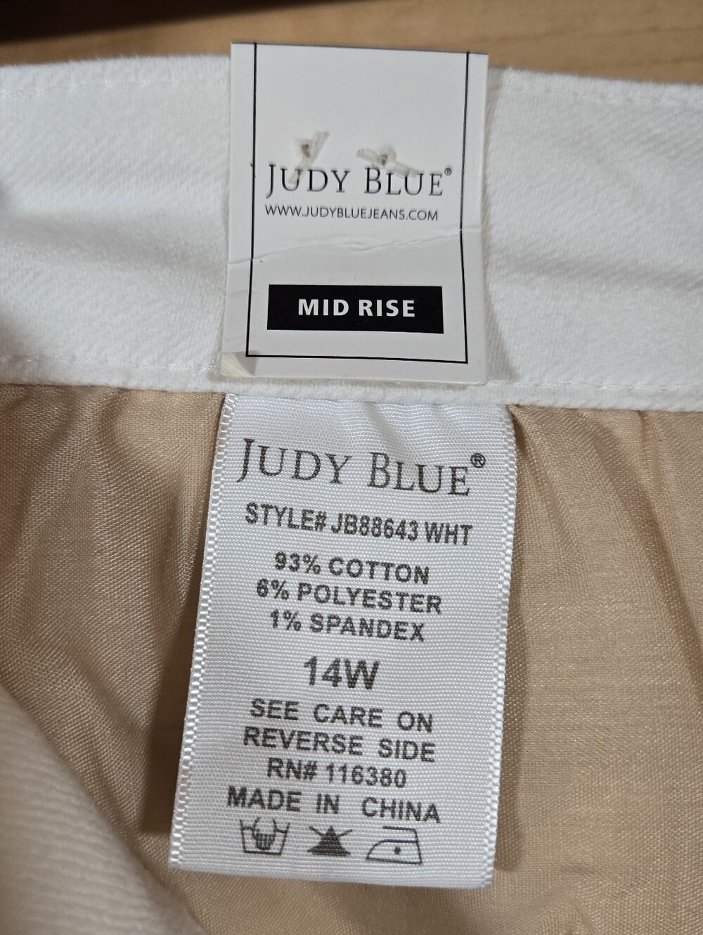 Judy Blue Jeans Womens 14W White Lila Split Hem Bootcut Denim Stretch NWT 32x31 - Picture 7 of 9